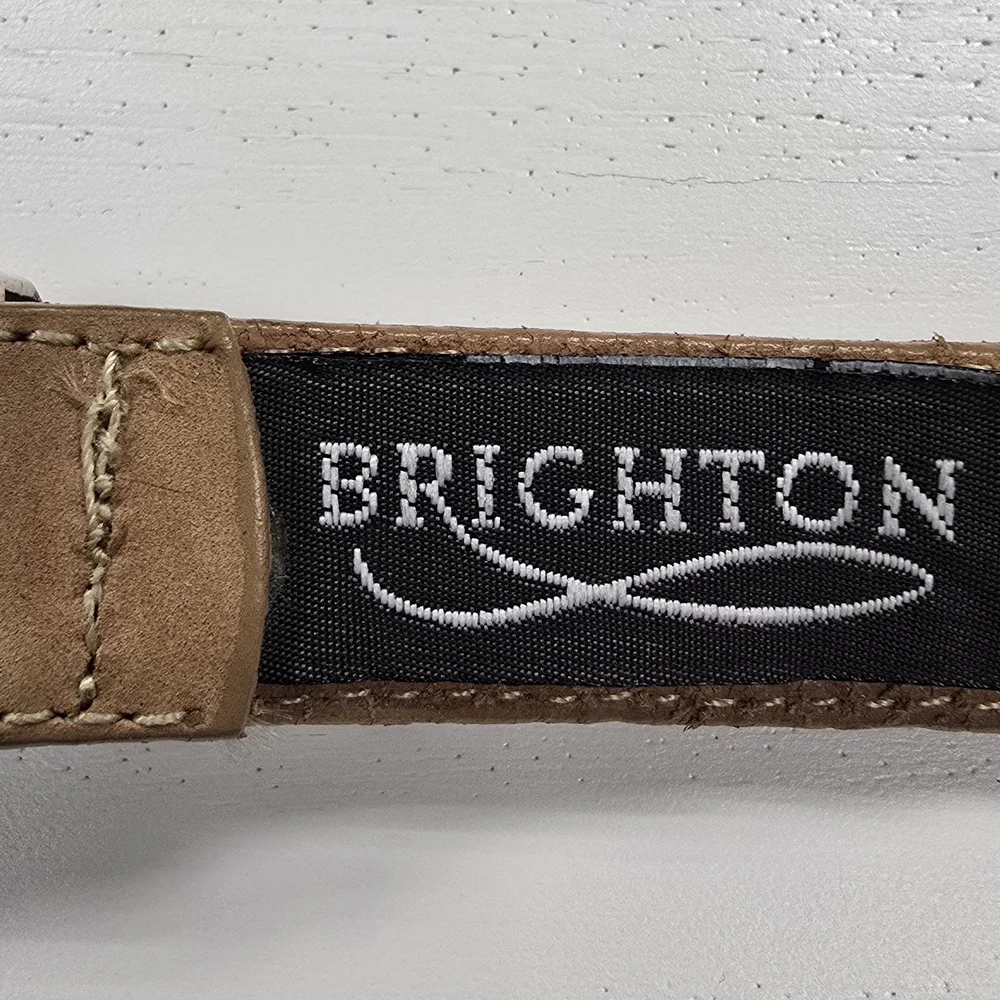 Brighton Beige Leather Belt with Ornate Gold-Tone Buckle - Picture 5 of 9